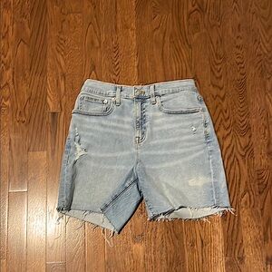 J. Crew Blue Jean Shorts with Distressed Detailing